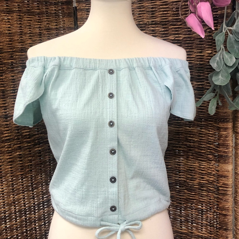 Madewell XS tie front off the shoulder top XS, NWT